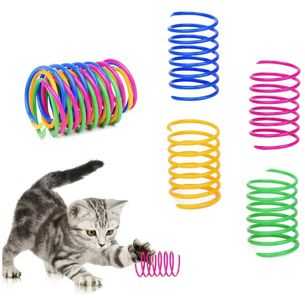 OUOQI Juguete para Gatos en Espiral,Muelles Gato,Gato de Primavera  Juguetes,Muelles en Espiral de Plástico,Muelle Colorido Juguete para  Gato,Juguete