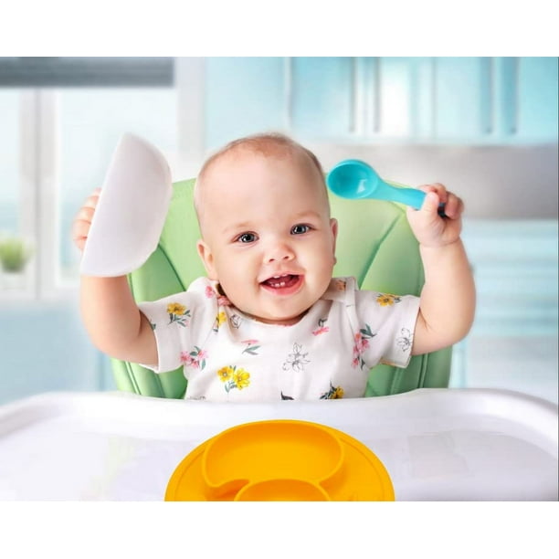  Platos de succión para bebés, niños pequeños, manteles  individuales de silicona para niños que se adhieren a bandejas y mesas de  sillas altas, platos para bebés, platos para niños : Bebés