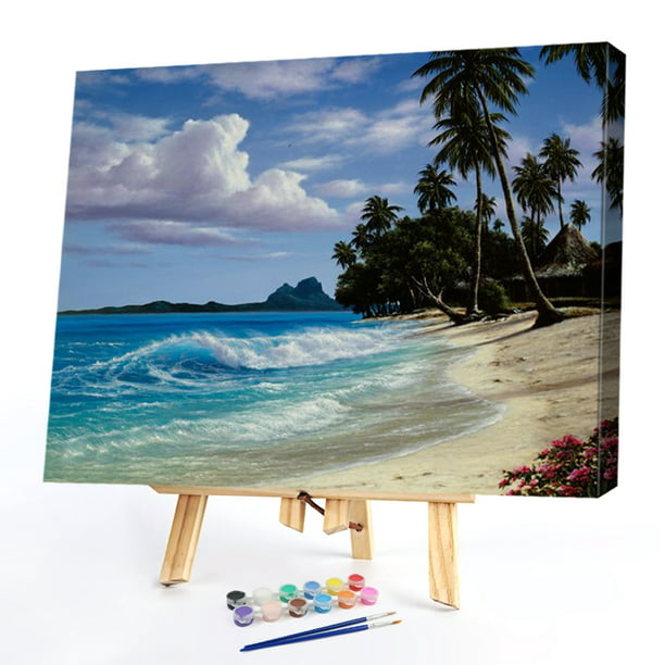Kit de PINTURA de paisaje marino por NÚMERO para adultos, Escena de playa  de olas de la costa rocosa, Kit de pintura acrílica para principiantes,  Regalo de decoración del hogar 
