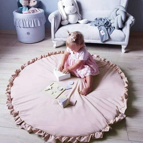 Manta de gateo de algodón para bebé, manta redonda suave acolchada para  gatear, alfombra acolchada para niños, alfombra de juegos para bebés