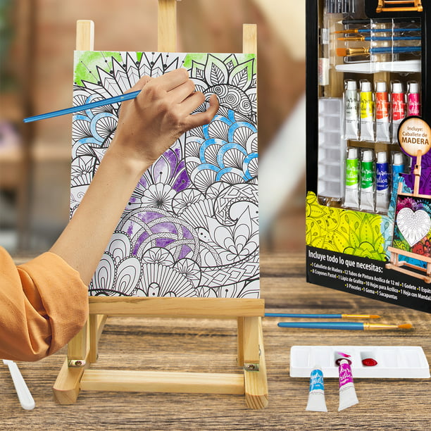 Juego de pintura y caballete para niños – Kit de pintura acrílica de 1