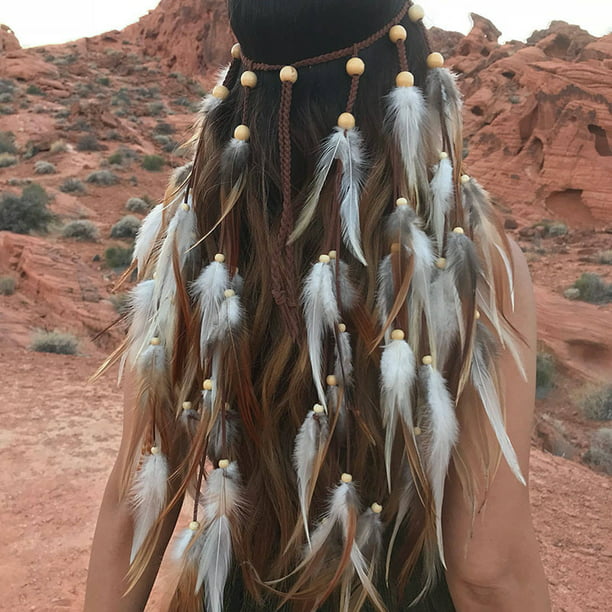  Diadema de plumas para adultos, Inspirado en indios nativos  americanos, Divertido accesorio de disfraz