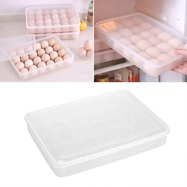  Contenedor de huevos Organizador de refrigerador  Almacenamiento: Caja de cajón de contenedores de plástico grande para  refrigerador : Electrodomésticos