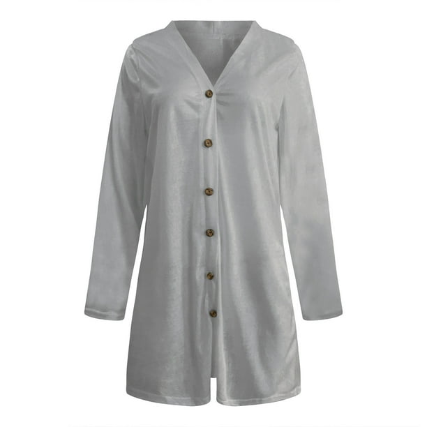 Puntoco moda mujer sólido suelto manga larga cárdigan otoño abrigo blusa  liquidación Puntoco Puntoco-2398