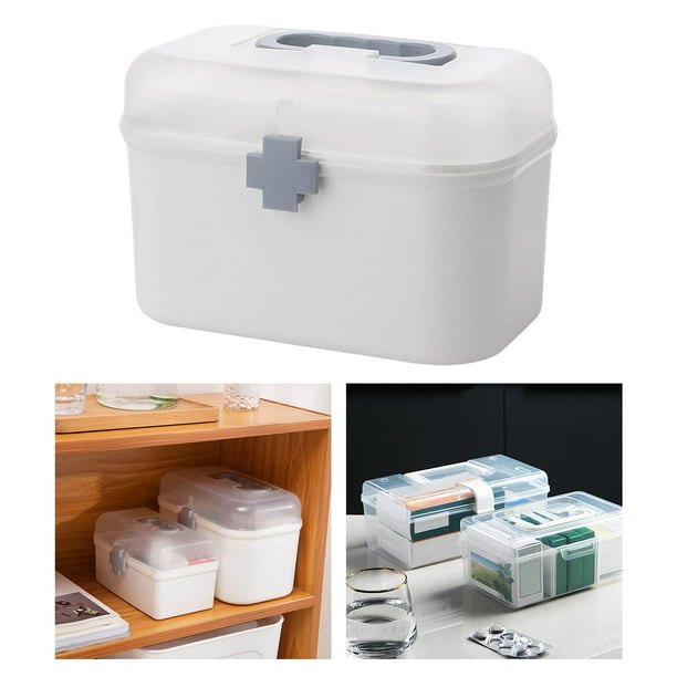  Organizador de almacenamiento – Caja de plástico para primeros  auxilios – Kit de emergencia familiar organizador de almacenamiento de  medicamentos con asa, botiquín de almacenamiento de pastillas, organizador  duradero : Salud