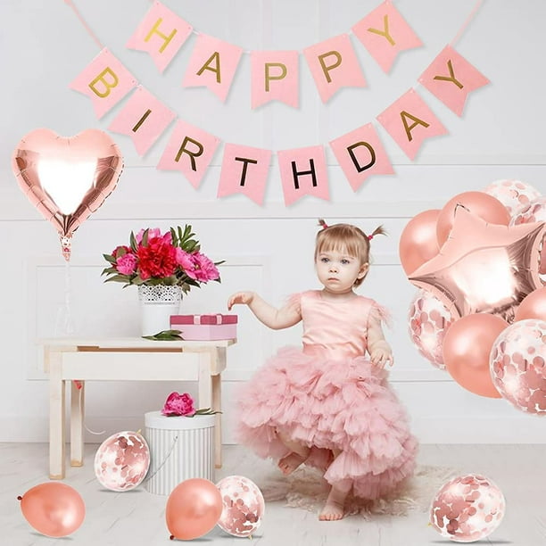 Globo 1er cumpleaños niña, 1 globo oro rosa, globos cumpleaños 1 año oro  rosa, globo niña 1 año, 1 g JM