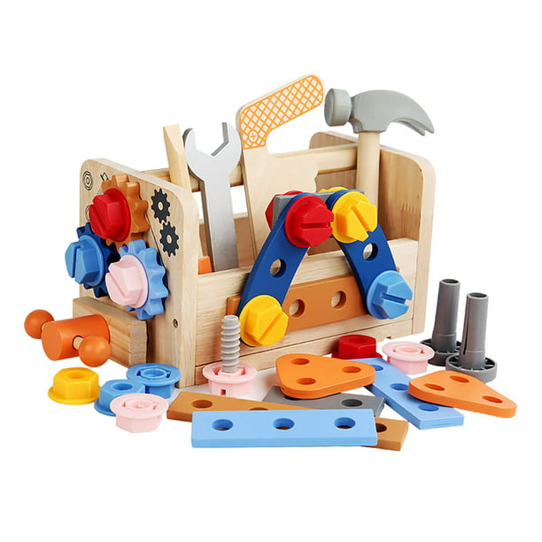 Juego de herramientas para niños, herramientas de juguete duraderas, juego  de juguetes de construcción de regalo de cumpleaños Juego de herramientas  Hugo caja de herramientas cajas de juguetes