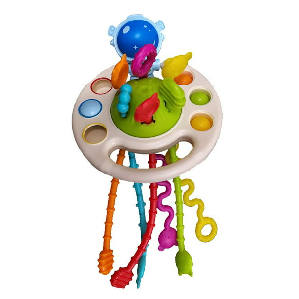  Juguetes Montessori para bebés de más de 18 meses, juguete  sensorial de cuerda con campana, 6 cuerdas de colores, juguetes de viaje de  silicona de grado alimenticio para niños pequeños de