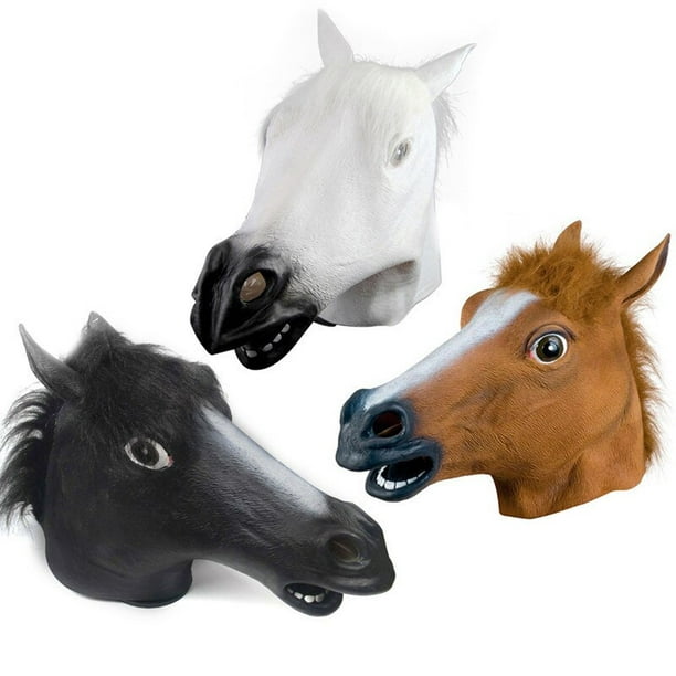Comprar Máscara de cabeza de caballo de látex disfraz de Halloween máscaras  de animales disfraz de fiesta teatro Cosplay Prop estilo de juego danza