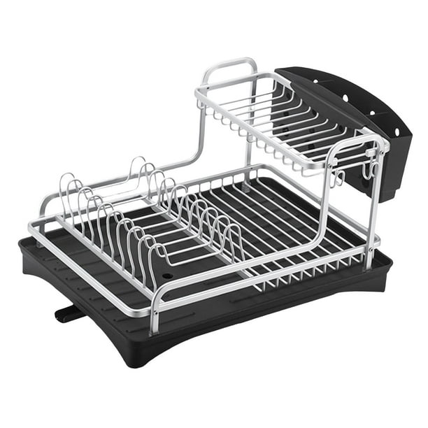 SANNO - Estante extensible para secar platos sobre el fregadero y brazos  ajustables para platos, estante de platos en el fregadero o en el mostrador