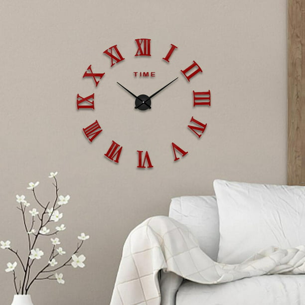 Reloj de pared, reloj de pared grande, reloj de pared grande de cuarzo 3D  para bricolaje, relojes de cocina decorativos grandes, calcomanías de  espejo