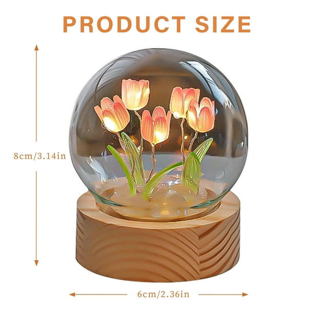 Lámpara de batería de tulipanes, luz nocturna con Sensor