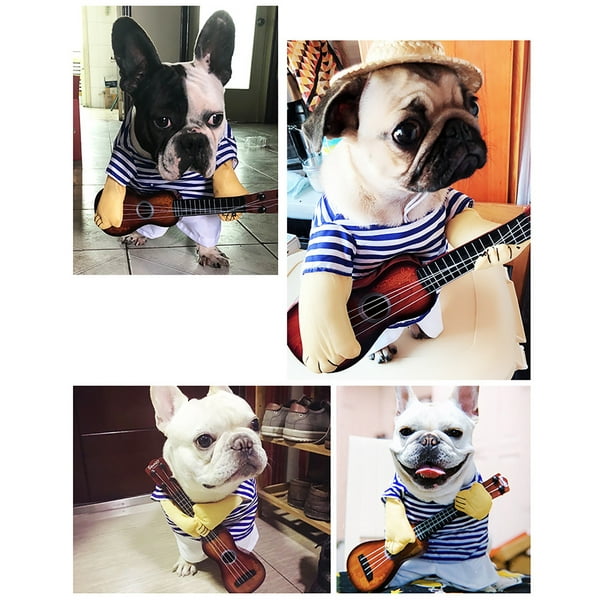 Ropa divertida mascotas, Disfraz de guitarra para perros Suave Azul Blanco Transpirable Encanta ANGGREK | en línea