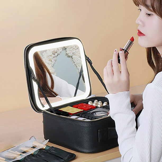 Estuche Bolso De Para Maquillaje Cosmeticos Para Mujer Portatil Con Espejo