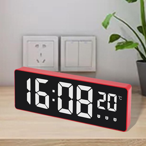 Reloj Despertador Digital Pantalla de Temperatura de Gran Número Brillo  Ajustable Luz Nocturna Panta Macarena Despertador digital