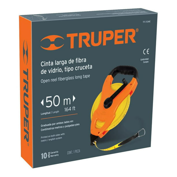 Cinta para medir de fibra de vidrio TRUPER larga 50 m Mod. TP50ME -  Vaqueiros Ferreteros