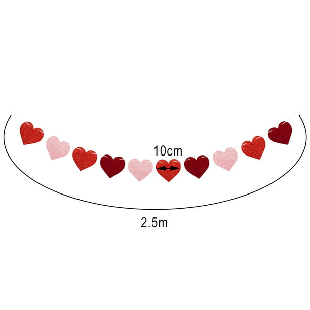 Guirnalda de Corazones para Decoración Valentín, Color Rojo, Rosa, Pancarta  de Corazón para Decoración Valentín, Guirnalda de 2 piezas Sunnimix