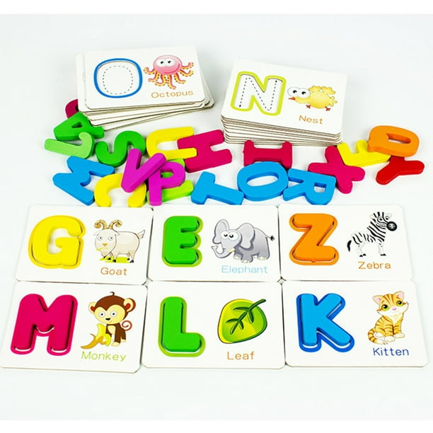 Madeira 26 letra do alfabeto, cartões de aprendizagem definir palavra  ortografia escrita phonics brinquedo inglês letras