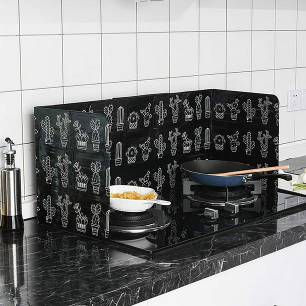 Batería de Cocina Protector contra salpicaduras de aceite de pared de papel  de aluminio Estufa de gas Pantalla contra salpicaduras de aceite (Negro)  Tmvgtek Libre de BPA
