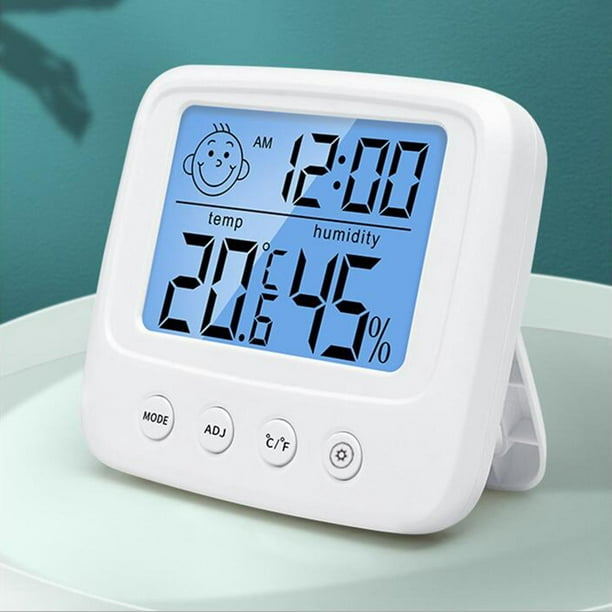 Comprar Termómetro e higrómetro digital LCD Medidor de temperatura y  humedad Monitor electrónico de humedad Reloj Estación meteorológica para  oficina en casa