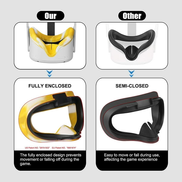 Funda de silicona VR para auriculares Oculus/Meta Quest 2, gafas a prueba  de sudor, cubierta protectora impermeable de repuesto para accesorios Q2 VR  (amarillo mixto) ER