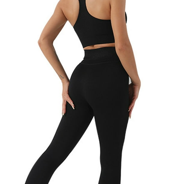 OQQ Leggings de yoga de 2 piezas para mujer Pantalones deportivos de  cintura alta con canalé sin costuras - Tamaño pequeño - Color Negro Negro :  Precio Guatemala