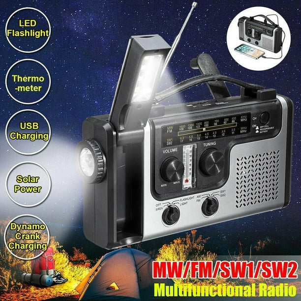 AM FM SW1 SW2 Radio multibanda Radio de emergencia multifuncional para  exteriores Radio ligera con manivela de mano con energía solar Hugtrwg  Nuevos Originales