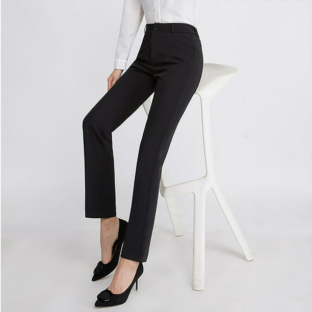  FashionJOA Pantalones de vestir tejidos rectos casuales para  mujer para trabajo de oficina, Hpa01292 Negro : Ropa, Zapatos y Joyería