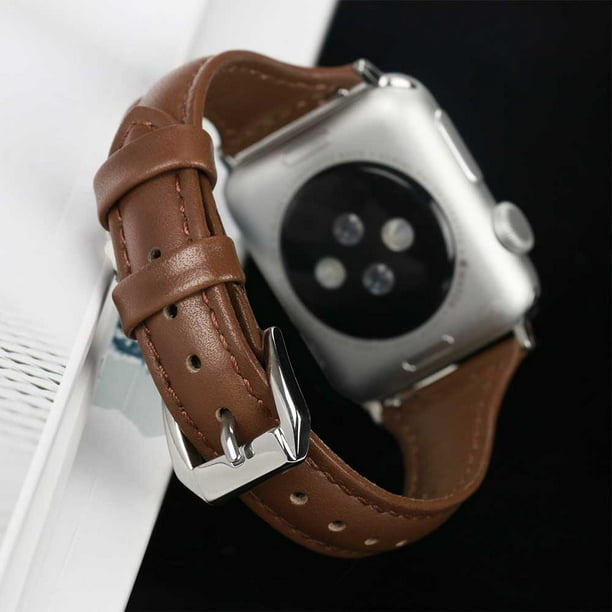 Correa de Apple Watch de cuero de oro rosa y marrón 38 mm 40 mm 41
