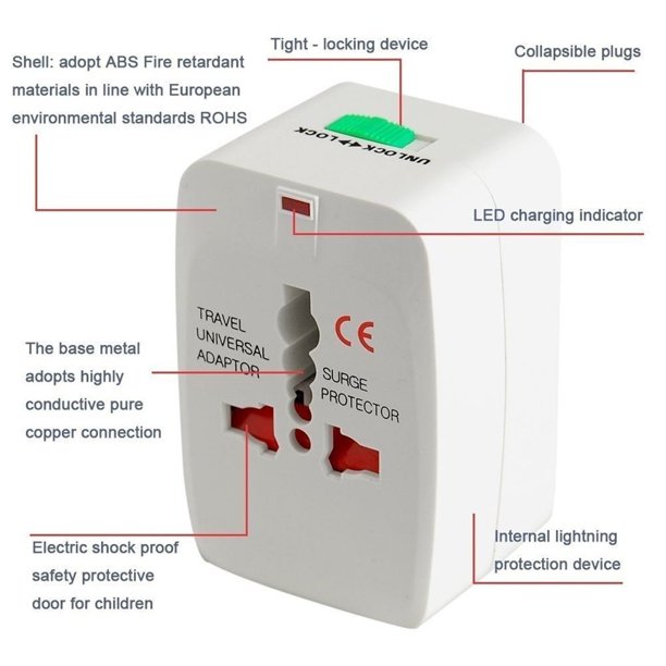 Adaptador universal Cargador de corriente USB dual Convertidor Enchufe  eléctrico de viaje internacional Enchufe de conversión portátil todo en uno  Scienceny DZ4388-00