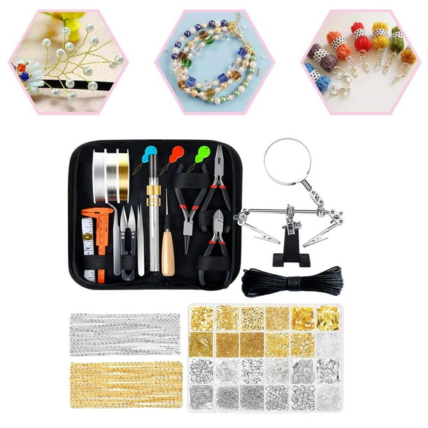 PAXCOO Kit de suministros para hacer joyas con herramientas de joyería,  alambres de joyería y hallazgos de joyería para reparación de joyas y