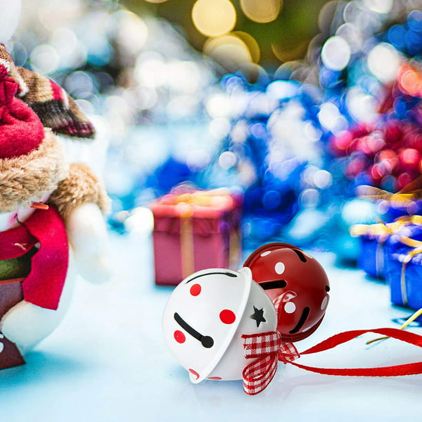 12 cascabeles gigantes de metal, cascabeles multicolores, cascabeles de  metal rojo y blanco, 4*4cm para decoración de árbol de Navidad Zhivalor  ZYY-0852