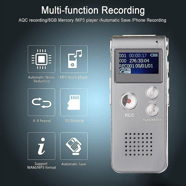Grabadora de voz digital de 64 GB Grabadora activada por voz con  reproducción - Grabadora de cinta mejorada para conferencias, reuniones,  entrevistas, grabadora de audio Carga USB, MP3 : Precio Guatemala