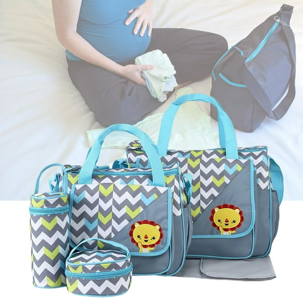 Juego multifuncional de 5 piezas de bolsa de pañales para cambiador de  bebé, bolsa de maternidad para mamá, organizador portátil de  almacenamiento
