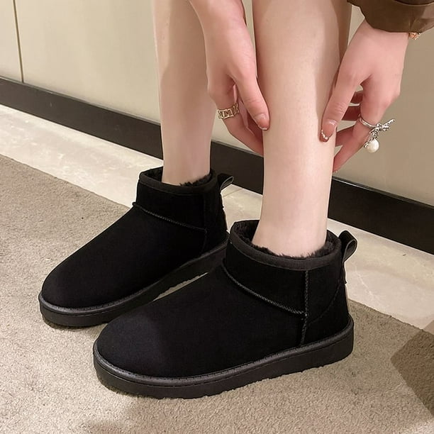 Botas de nieve de invierno 2022, botas de suela gruesa para mujer,  calentador de lana de piel de ove Gao Jinjia LED