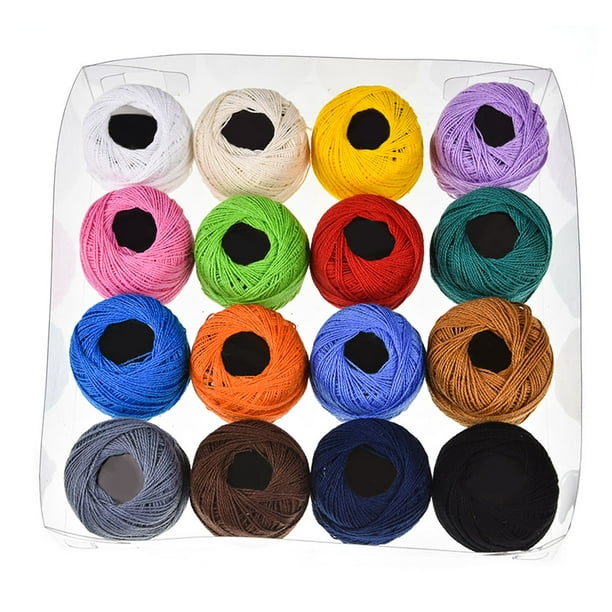 Hilo de bordar para tejer a crochet juego de 15 bolas colores del arcoiris  Size8