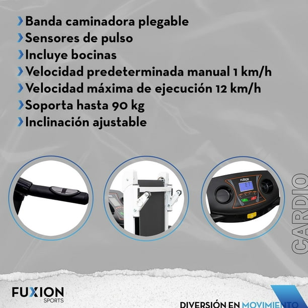 Caminadora Eléctrica 1.5 HP Fuxion Sports, Conexión Bluetooth,  Entrenamiento Cardiovascular en Casa negro Unitalla Fuxion Sports  7502308641839