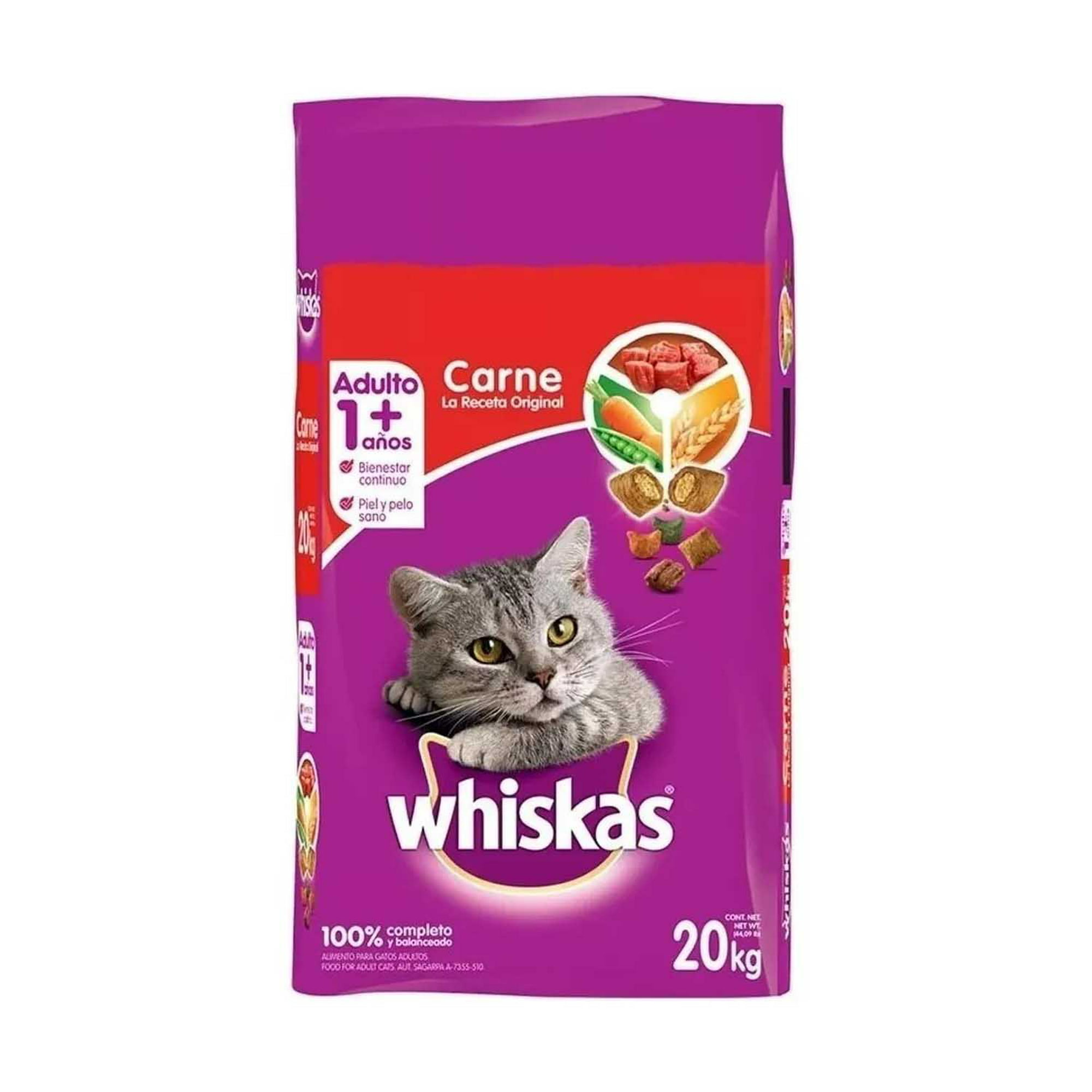 Gran cantidad de pasar por alto Estrecho de Bering Whiskas alimento para Gatos Adultos Carne Receta Orginal 20Kg Whiskas Carne  receta original | Bodega Aurrera en línea