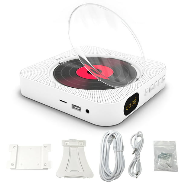 Reproductor de CD portátil Bluetooth 5.1 reproductor de CD de escritorio  con altavoces de sonido de alta fidelidad, control remoto, cubierta