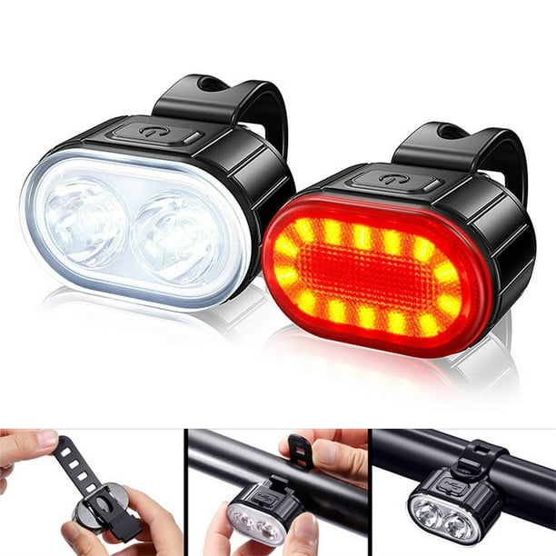 Juego de luces de bicicleta recargables USB, faros delanteros de bicicleta  3T6 LED 3000 lúmenes, luces delanteras superbrillantes y LED traseras