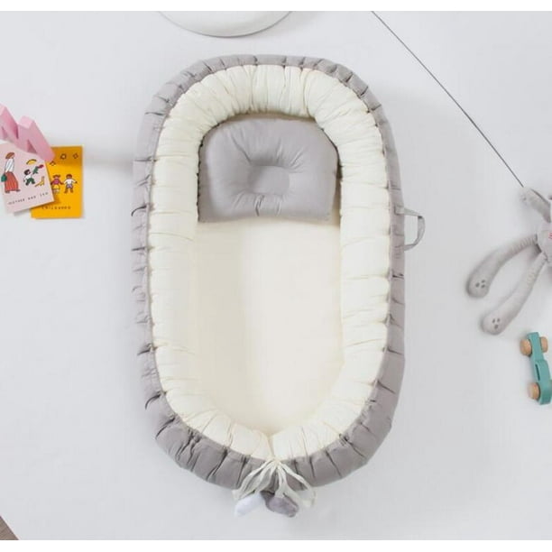 Cama nido de bebé con almohada para recién nacido, cuna portátil de viaje,  cuna de algodón, parachoques, 85x50cm Fivean unisex