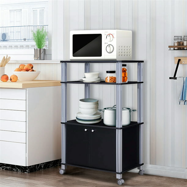 Estante ajustable para horno de microondas, estante resistente de 2 niveles  con soporte para tablas de cortar para estantes de cocina, organizador de