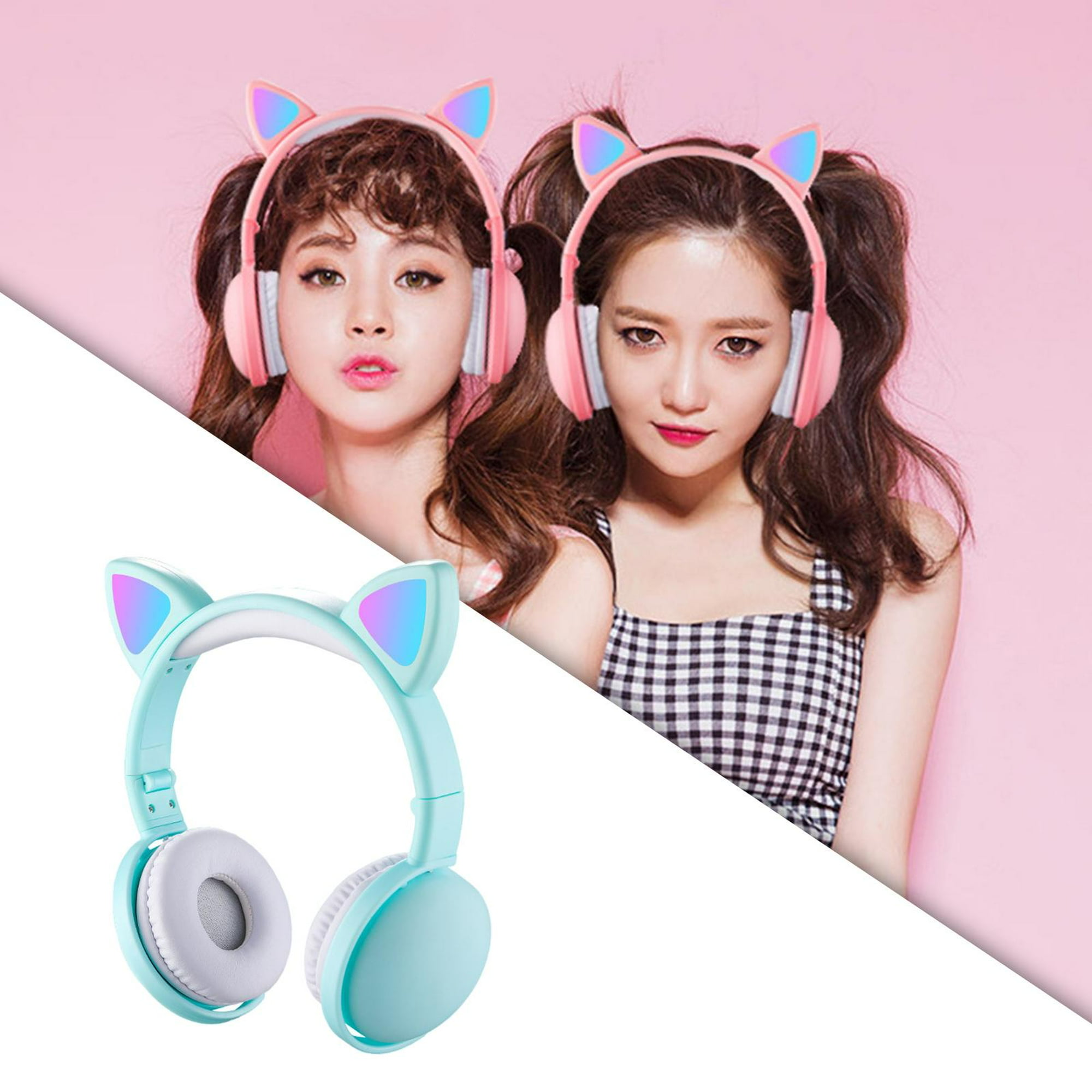 Auriculares Bluetooth Deportivo Vincha Orejas Gato Luz Nene