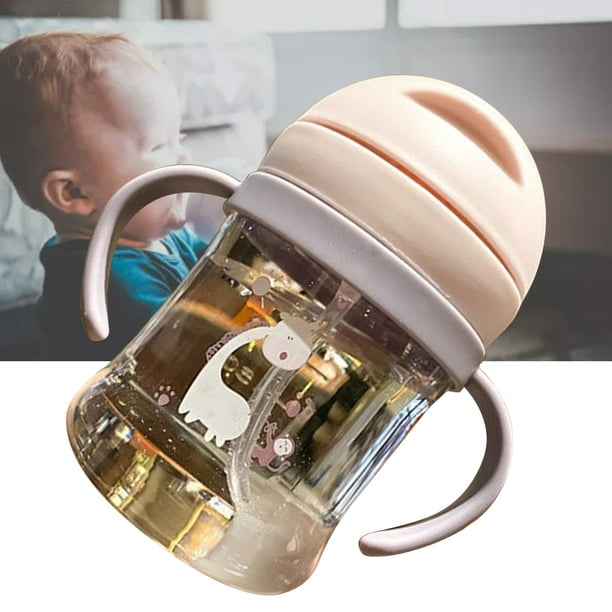 Vaso con pajita para bebé, vaso con pajita de 250 ml, biberón con pajita  para bebé, biberón con pajita de silicona, salida de alta intensidad