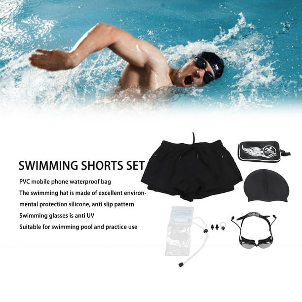 Conjunto de 8 Uds de pantalones cortos de natación para hombre, pantalones  cortos de playa para hombre, gafas, bolsa impermeable para teléfono, Kit de  tapones para los oídos para gimnasio L