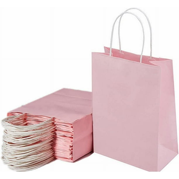 Bolsas de regalo de papel con asas Bolsas de papel Kraft medianas a granel  para llevar comida para llevar y bodas, cumpleaños, suministros para  fiestas y regalos (rosa-10 unidades) JM