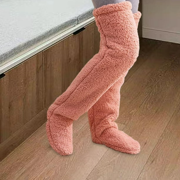 Medias térmicas cálidas de felpa gruesa para niña, calcetín largo