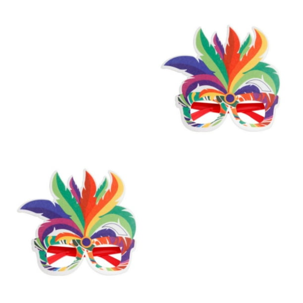 Ounissouiy DIY Plume anteojos marco Color brillante carnaval decorativo  gafas bola mascarada máscara vestido decoración gafas Type1 NO1