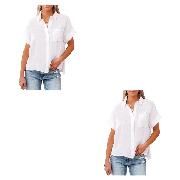 Guardurnaity Blusa sin mangas para mujer Camisa con cuello de corbata Playa  Vacaciones Oficina Noche Ropa fresca Diario Elegante Verano Top Blanco S