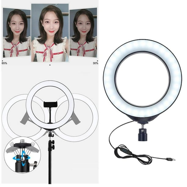  Anillo de luz con soporte y soporte para teléfono, anillo de luz  para selfie de 10.2 pulgadas con trípode ajustable de 65 pulgadas, kit de  luz LED regulable para Tiktok//maquillaje/fotografía, 